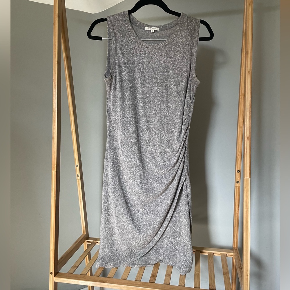 Super soft grey dress with “wrap” detail!